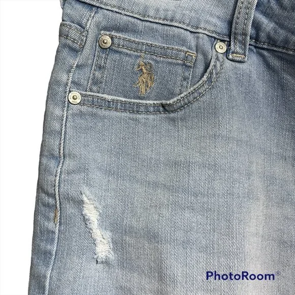 SOLD NWT❗️US Polo Assn Women's light wash Jean Denim Shorts Size 14 - Picture 8 of 10